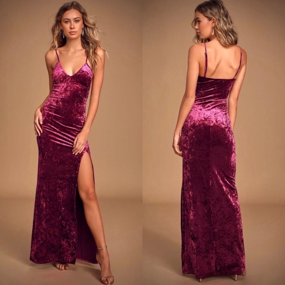 Lulu's Dresses & Skirts - Lulu’s sexy velvet maxi dress maroon/wine L